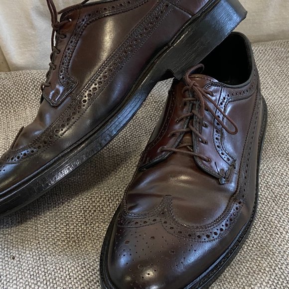Vintage Bostonian Crown Windsor Shell Cordovan Long Wing Brogue Dress Shoes 9.5B main image 4